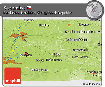 Physical Panoramic Map of Sezemice