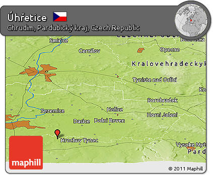 Physical Panoramic Map of Úhřetice