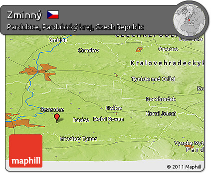 Physical Panoramic Map of Zminný