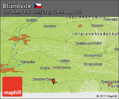 Physical Panoramic Map of Blížňovice