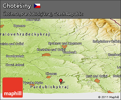Physical Panoramic Map of Chotěšiny