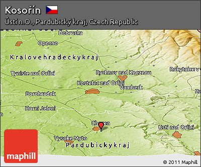 Physical Panoramic Map of Kosořín