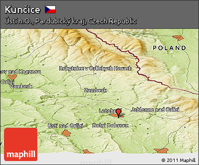 Physical Panoramic Map of Kunčice