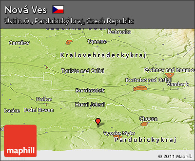 Physical Panoramic Map of Nová Ves