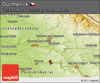 Physical Panoramic Map of Oucmanice