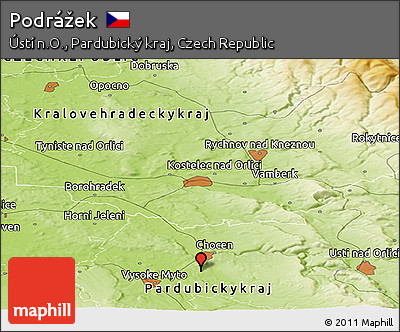Physical Panoramic Map of Podrážek