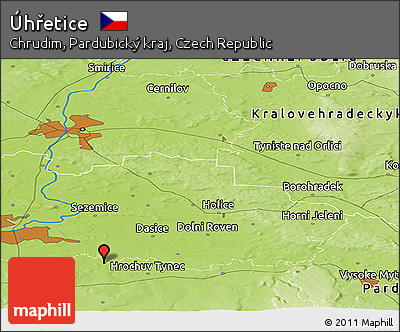 Physical Panoramic Map of Úhřetice