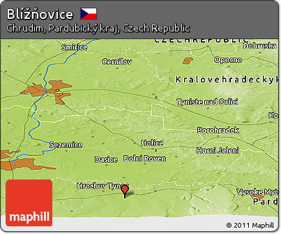 Physical Panoramic Map of Blížňovice