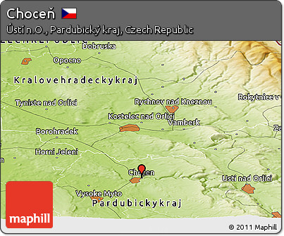 Physical Panoramic Map of Choceň