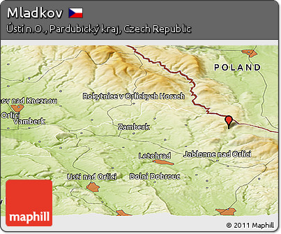Physical Panoramic Map of Mladkov