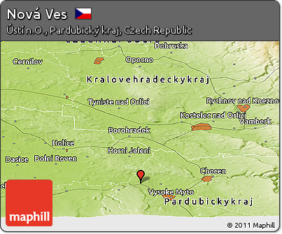 Physical Panoramic Map of Nová Ves