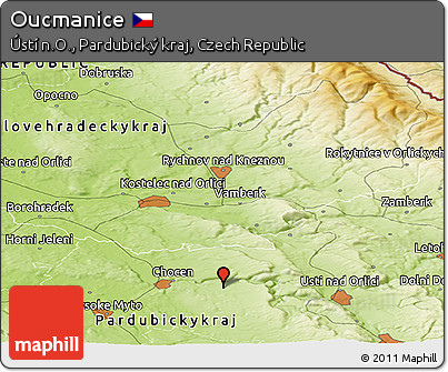 Physical Panoramic Map of Oucmanice