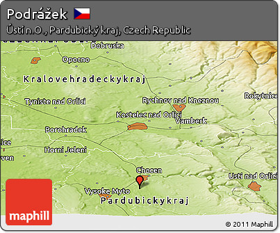 Physical Panoramic Map of Podrážek