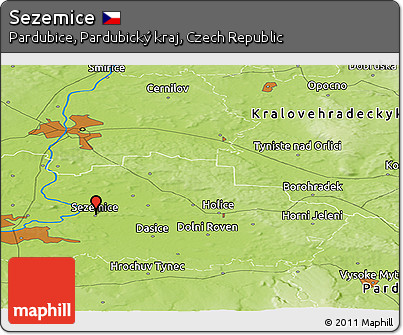 Physical Panoramic Map of Sezemice