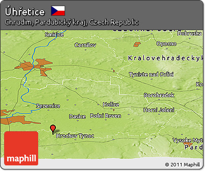 Physical Panoramic Map of Úhřetice