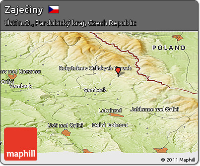 Physical Panoramic Map of Zaječiny