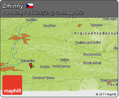Physical Panoramic Map of Zminný