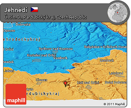 Political Panoramic Map of Jehnědí