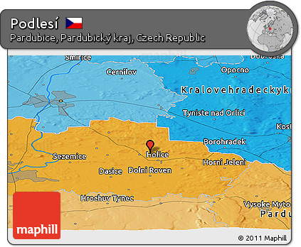 Political Panoramic Map of Podlesí