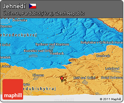 Political Panoramic Map of Jehnědí