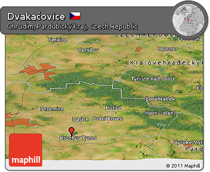 Satellite Panoramic Map of Dvakačovice