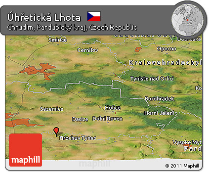 Satellite Panoramic Map of Úhřetická Lhota