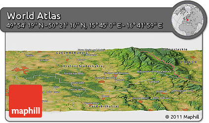 Satellite Panoramic Map of the Area around 50° 7' 47" N, 16° 13' 30" E
