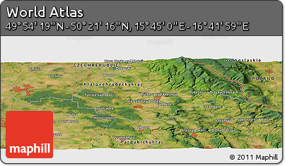 Satellite Panoramic Map of the Area around 50° 7' 47" N, 16° 13' 30" E