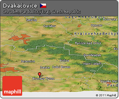 Satellite Panoramic Map of Dvakačovice