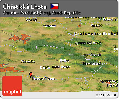 Satellite Panoramic Map of Úhřetická Lhota