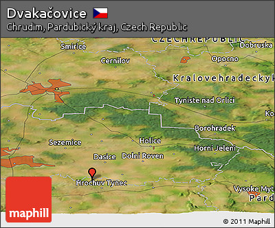 Satellite Panoramic Map of Dvakačovice
