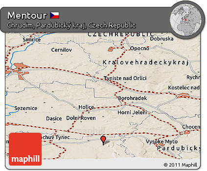 Shaded Relief Panoramic Map of Mentour