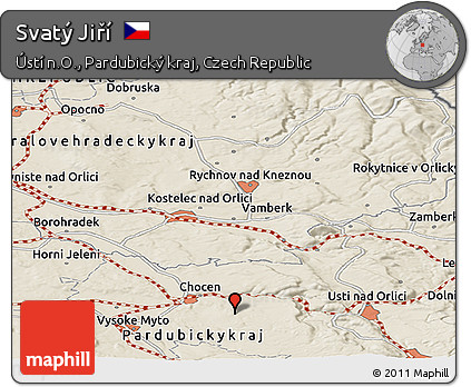 Shaded Relief Panoramic Map of Svatý Jiří