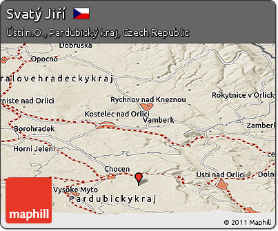 Shaded Relief Panoramic Map of Svatý Jiří