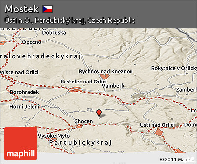Shaded Relief Panoramic Map of Mostek