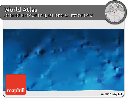 Physical 3D Map of the Area around 50° 7' 47" N, 178° 25' 30" W