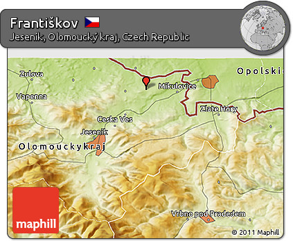 Physical 3D Map of Františkov