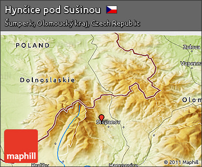 Physical 3D Map of Hynčice Pod Sušinou