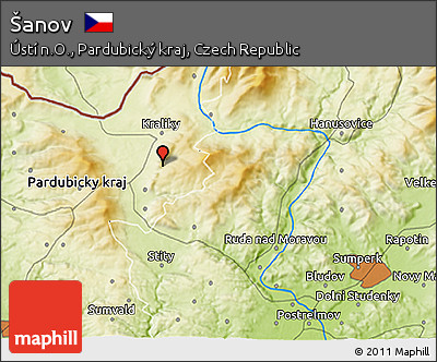 Physical 3D Map of Šanov