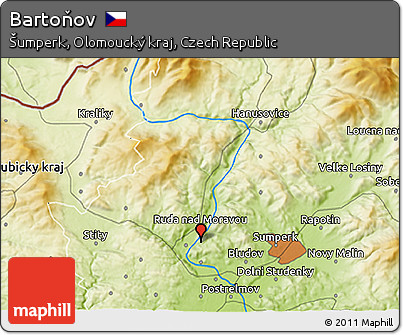 Physical 3D Map of Bartoňov