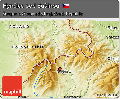 Physical 3D Map of Hynčice Pod Sušinou