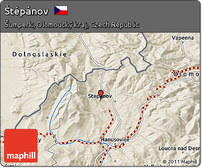 Shaded Relief 3D Map of Štěpánov
