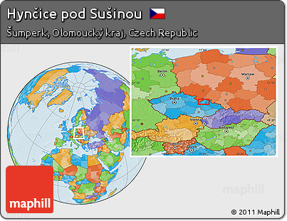 Political Location Map of Hynčice Pod Sušinou