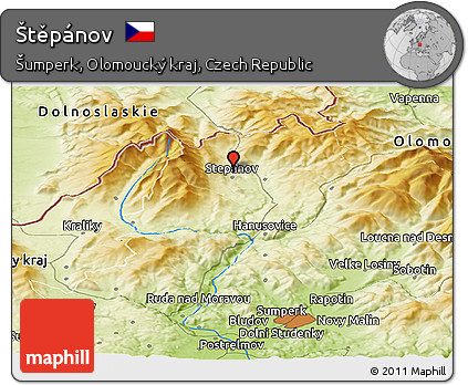 Physical Panoramic Map of Štěpánov