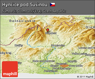 Physical Panoramic Map of Hynčice Pod Sušinou