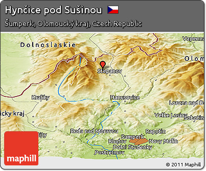 Physical Panoramic Map of Hynčice Pod Sušinou