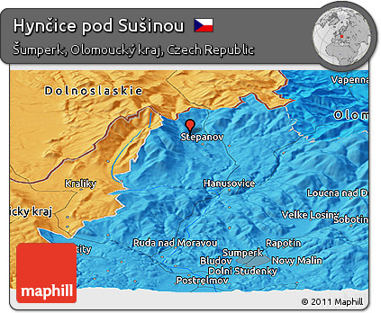 Political Panoramic Map of Hynčice Pod Sušinou