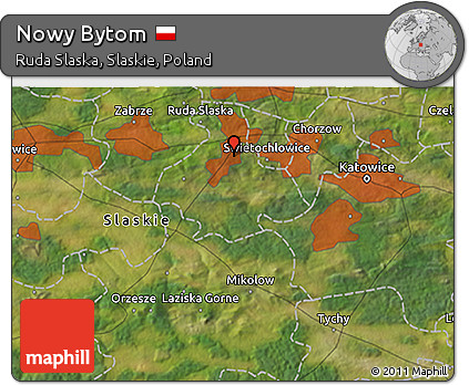 Satellite 3D Map of Nowy Bytom
