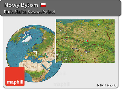 Satellite Location Map of Nowy Bytom