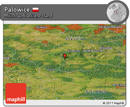 Satellite Panoramic Map of Palowice